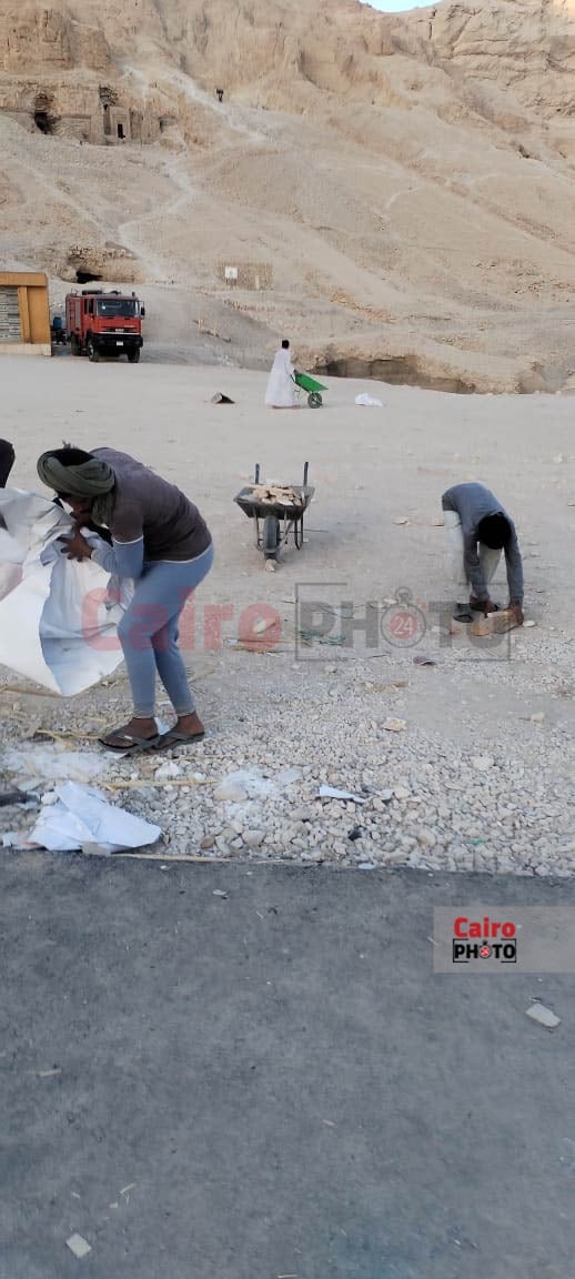 أعمال نظافة معبد حتشبسوت بالأقصر