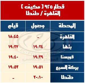 مواعيد قطارات السكة الحديد الجديدة