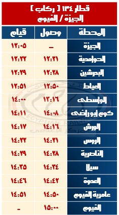 مواعيد قطارات السكة الحديد الجديدة