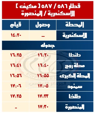 مواعيد قطارات السكة الحديد الجديدة