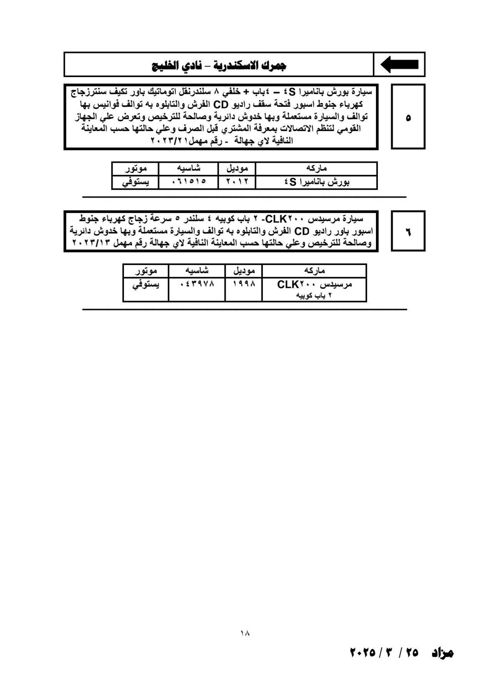 تفاصيل مزاد الجمارك لبيع السيارات اللوط