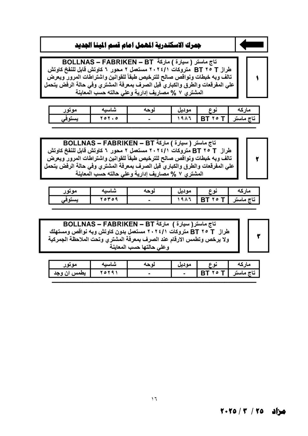 تفاصيل مزاد الجمارك لبيع السيارات اللوط